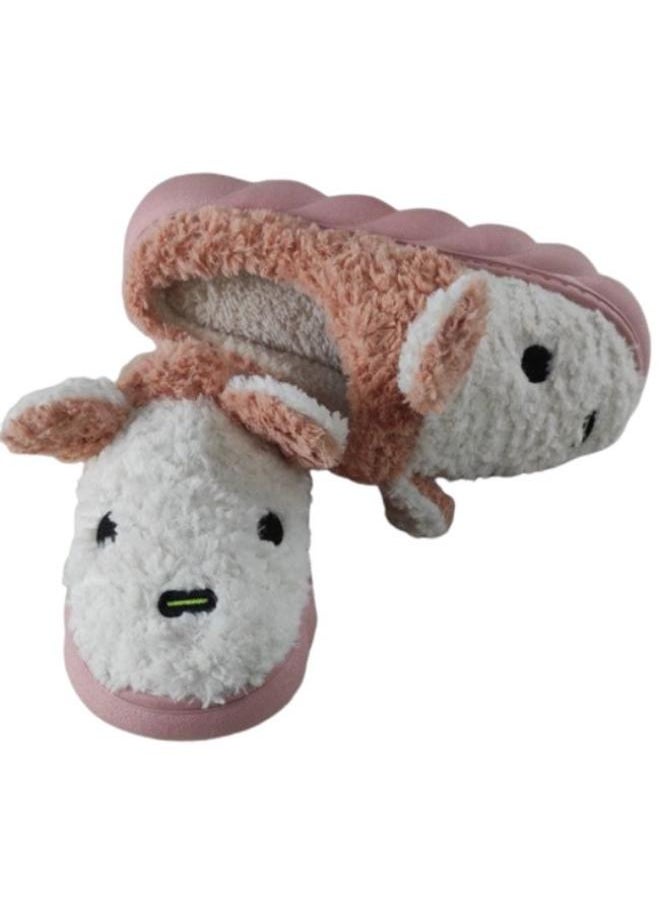 Generic - Winter Sapoh for Women, Women's Fluffy Fur Slipper, Short Slippers of Wool Velvet, Animal Face and Ears, Women's Indoor Sandals, Non-Slip Kochi Sole, Fluffy Shoes, Pink - Image 1