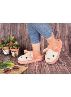 Winter Sapoh for Women, Women's Fluffy Fur Slipper, Short Slippers of Wool Velvet, Animal Face and Ears, Women's Indoor Sandals, Non-Slip Kochi Sole, Fluffy Shoes, Pink