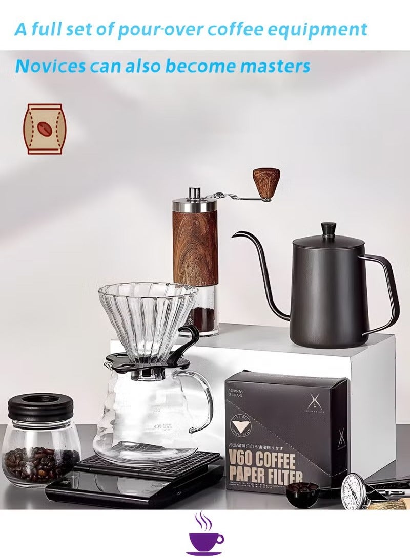 HOMESTAR 10 Pcs Coffee Tools V60 Sets Drip Coffee with Coffee Scale, Hand Brewing Coffee Maker Set  - Image 2