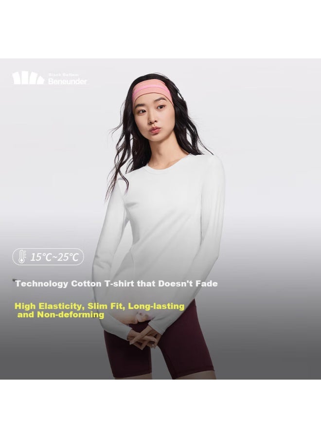 Beneunder Beneunder Long Sleeve T-shirt Ct13724 Short Top Slim Fit Inner Wear Undershirt Women Soft White M 