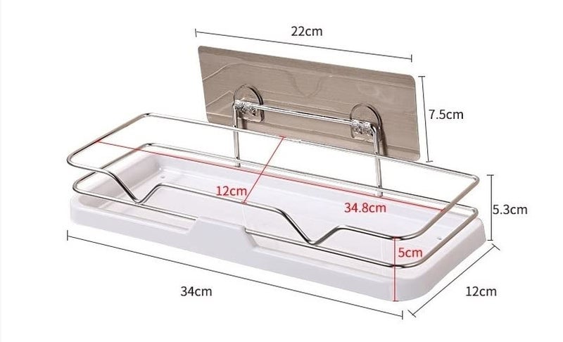 Tagve Magic Sticker Series Self Adhesive Wall Mounted Bathroom Storage Organizer Shelf Bathroom Racks and Shelves Without Drilling Set of 1 - Image 3