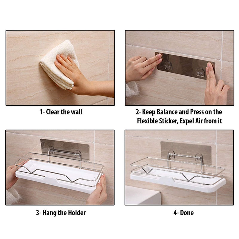Tagve Magic Sticker Series Self Adhesive Wall Mounted Bathroom Storage Organizer Shelf Bathroom Racks and Shelves Without Drilling Set of 1 - Image 4