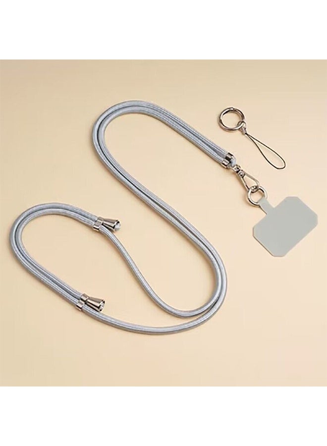 HY Universal Cell Phone Lanyard, Crossbody Lanyard Adjustable Detachable Nylon Neck Strap, Compatible with All Mobile Phone, with Keychain and Patch (Grey) - Image 1