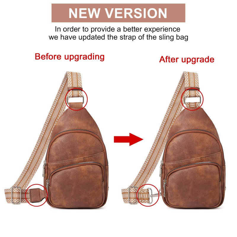 CLUCI Small Sling Bag for Women, Vegan Leather Fanny Pack Crossbody Bags for Women, Chest Bag With Guitar Strap - Image 3