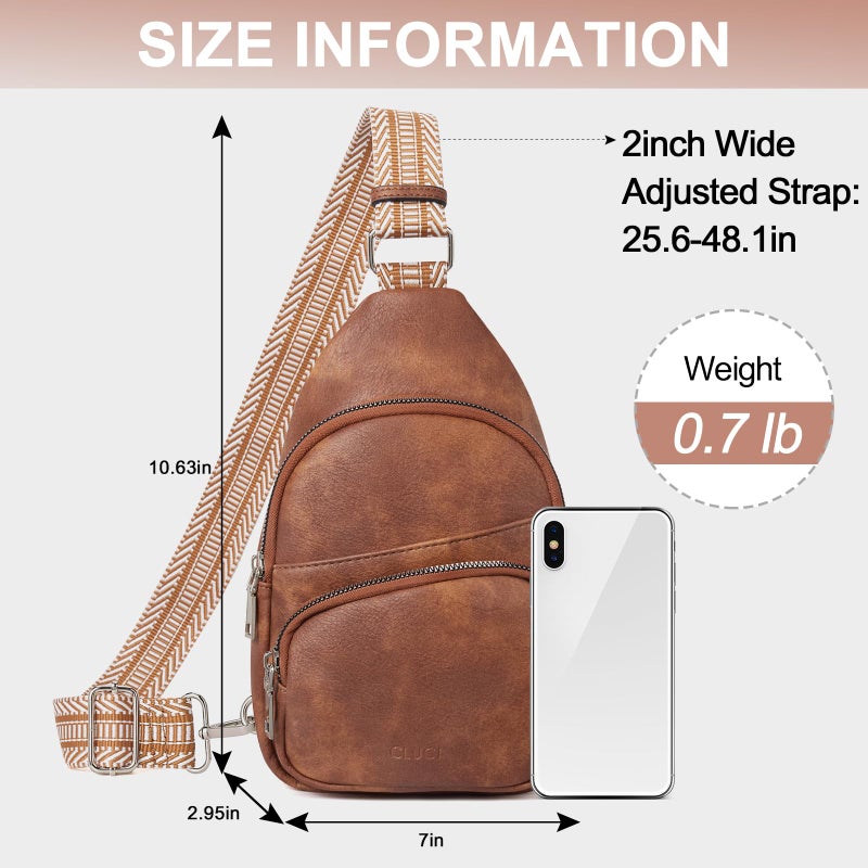 CLUCI Small Sling Bag for Women, Vegan Leather Fanny Pack Crossbody Bags for Women, Chest Bag With Guitar Strap - Image 5