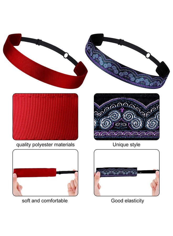 Sintege 8 Pcs Woman Elastic Headband Adjustable Non Slip Velvet Lined Headbands Solid Color Boho Headband For Women Sport Yoga Work Makeup Stylish Hairband (Classic Style) - Image 4