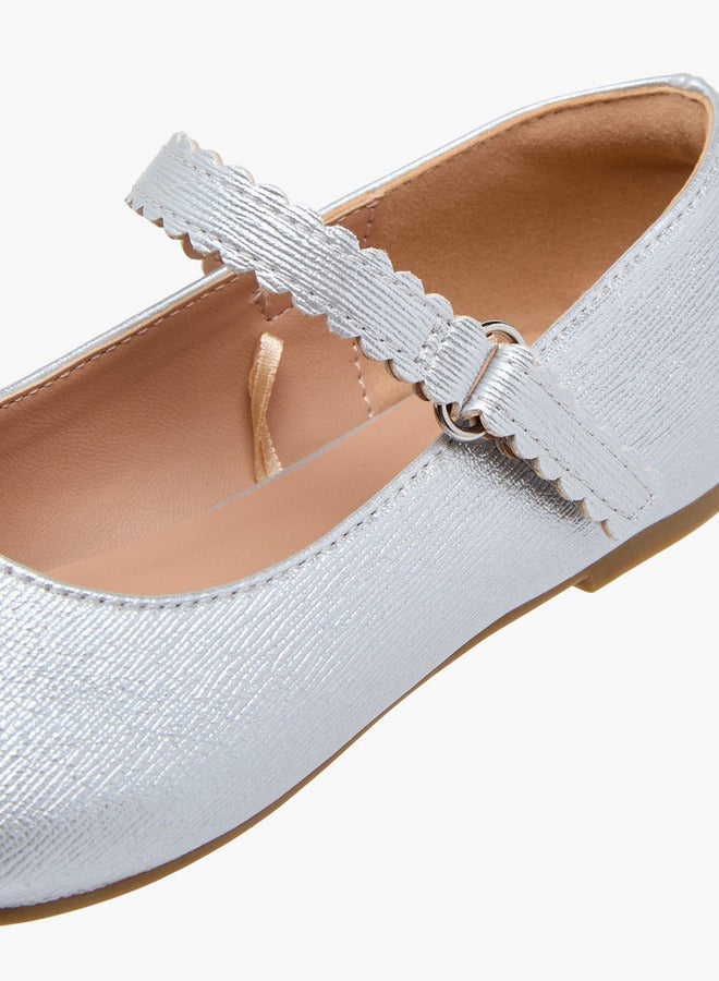 JUNIORS Girls Flower Embellished Ballerina Shoes with Hook and Loop Closure - Image 5