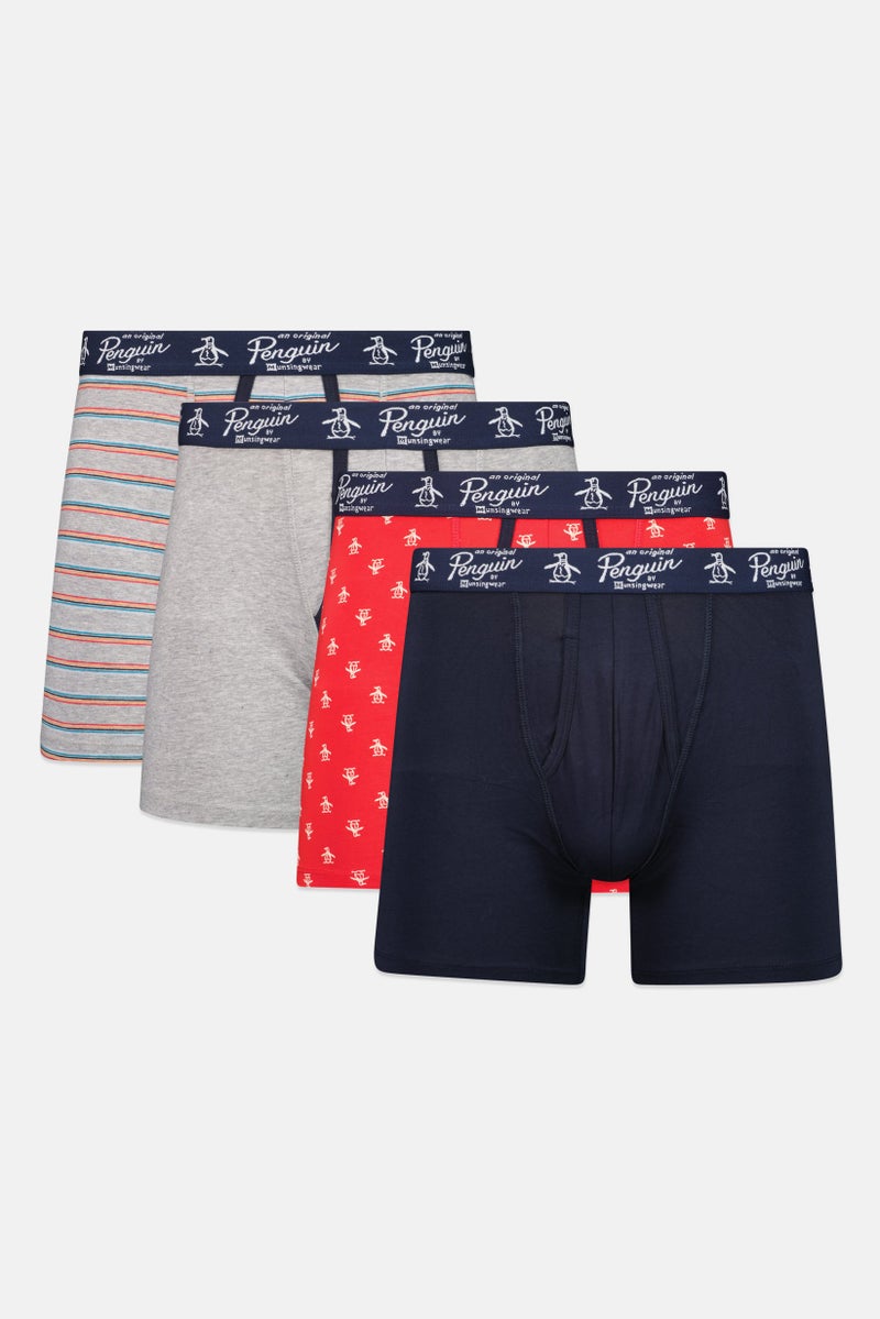 Original Penguin Men 4 Pcs Brand Logo Pull On Boxer Briefs, Multicolor - Image 1