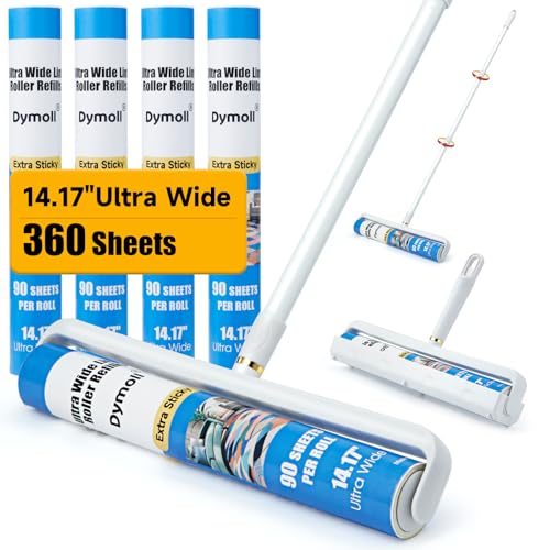 Dymoll 14.17" Large Lint Rollers for Pet Hair Extra Sticky, 360 Sheets Roller with Long Handle for Cleaning Carpets, Clothing, Couch, Furniture Wall Cleaner Mop Dust Remover - Image 1