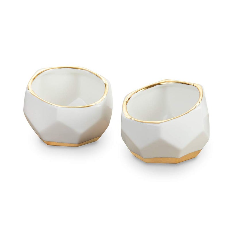 Kate Aspen Kate Aspen 23216NA Geometric Ceramic Planters Decorative Bowls Set of 2 Trinket Dish Home Room Desk Table Dcor One Size White 