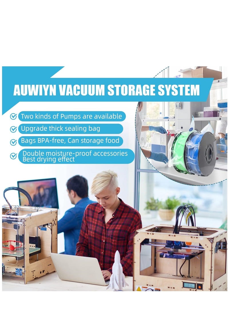 Generic - 3D Printer Filament Storage Vacuum Bags Kit Filament Vacuum Bags Filament Vacuum Storage Bag Kit with Electric Pump for Keeping Filament Dry - Image 1