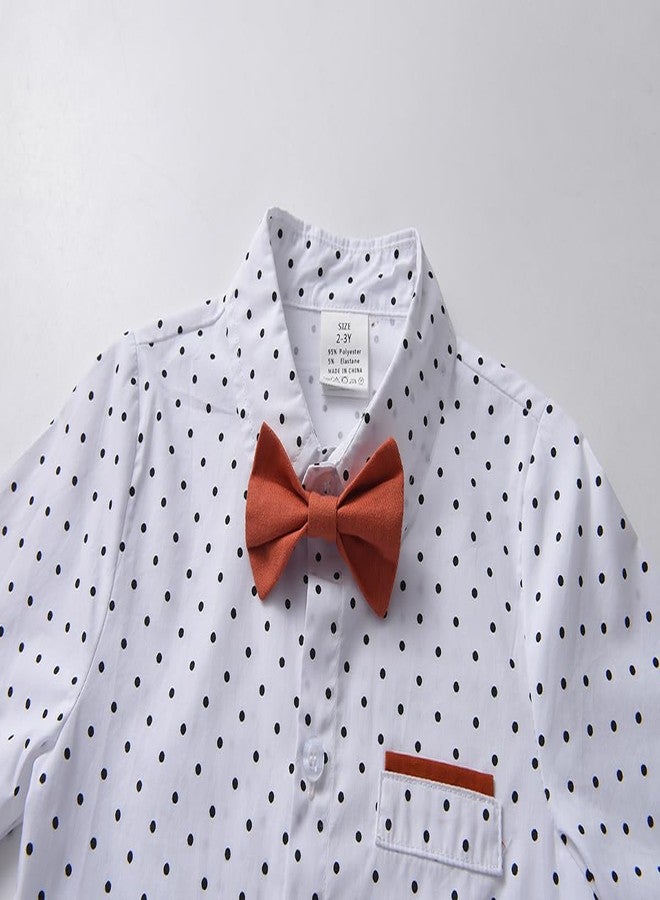 Boarnseorl Baby Boys Pants Sets,Toddler Gentleman Outfits, Infant Long Sleeve Shirt + Pants + Bow Tie + Suspenders + Cap,3-6M - Image 2