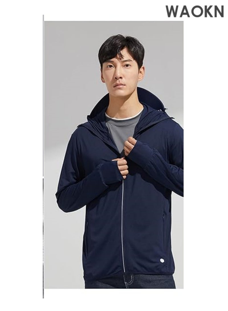 WAOKN UPF 50+ UV Sun Protection Clothing with Removable Hat Brim for Men&women, Sun Protection Ice Silk Clothing Long Sleeve Hoodie Sun Shirt, Summer Elastic Quick Dry Sun Shirts Full Zipper Fishing Jacket-XL - Image 4