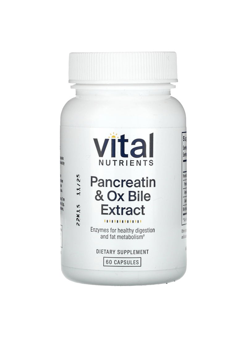 Vital Nutrients Pancreatin & Ox Bile Extract, 60 Capsules