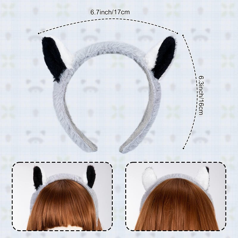 Luckam طقم زي الراكون، طقم آذان وذيل الراكون مع رباط رأس الراكون وذيل الراكون لملابس تنكرية، مستلزمات حفلات عيد الميلاد، مستلزمات حفلات الهالوين - Image 5