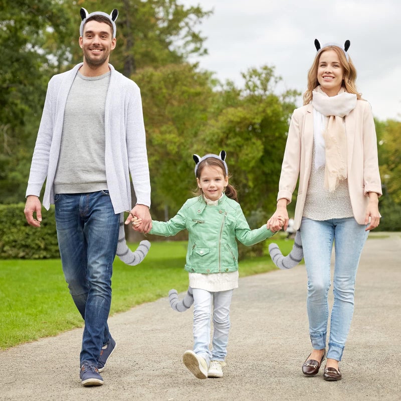 Luckam طقم زي الراكون، طقم آذان وذيل الراكون مع رباط رأس الراكون وذيل الراكون لملابس تنكرية، مستلزمات حفلات عيد الميلاد، مستلزمات حفلات الهالوين - Image 2