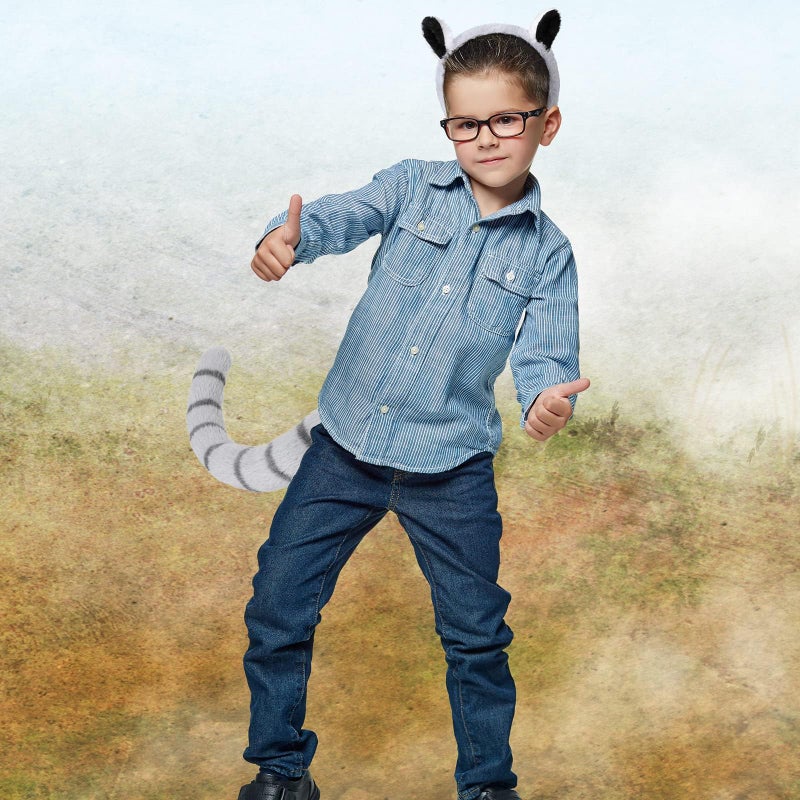 Luckam طقم زي الراكون، طقم آذان وذيل الراكون مع رباط رأس الراكون وذيل الراكون لملابس تنكرية، مستلزمات حفلات عيد الميلاد، مستلزمات حفلات الهالوين - Image 4