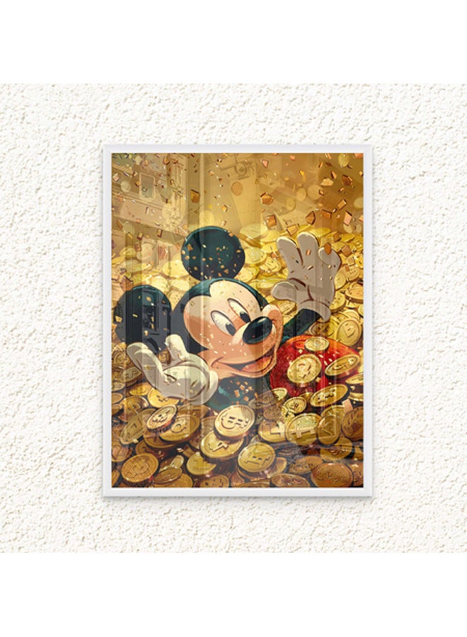 آرت دیکور  ديكور فني مؤطر بطباعة صورة فنية جميلة لميكي ماوس، فن البوب، موضوع المال، شخصية كرتونية مميزة، عمل فني نابض بالحياة، مطبوعات فن البوب، ديكور حائط لغرفة المعيشة، غرفة النوم، المكتب والهدايا - Image 1