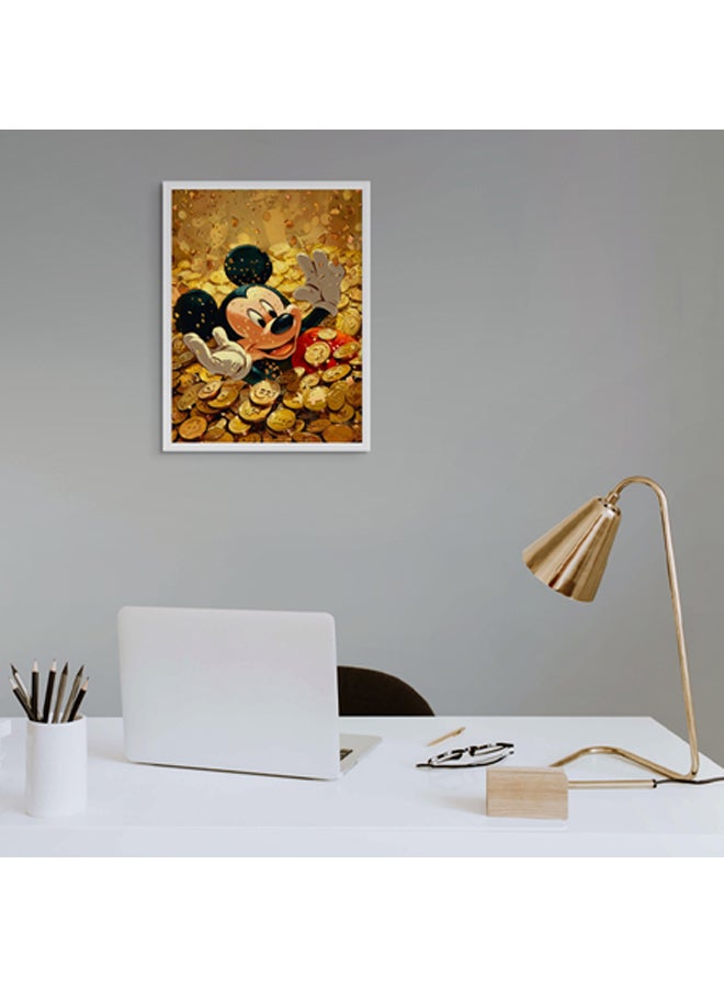 آرت دیکور  ديكور فني مؤطر بطباعة صورة فنية جميلة لميكي ماوس، فن البوب، موضوع المال، شخصية كرتونية مميزة، عمل فني نابض بالحياة، مطبوعات فن البوب، ديكور حائط لغرفة المعيشة، غرفة النوم، المكتب والهدايا - Image 3