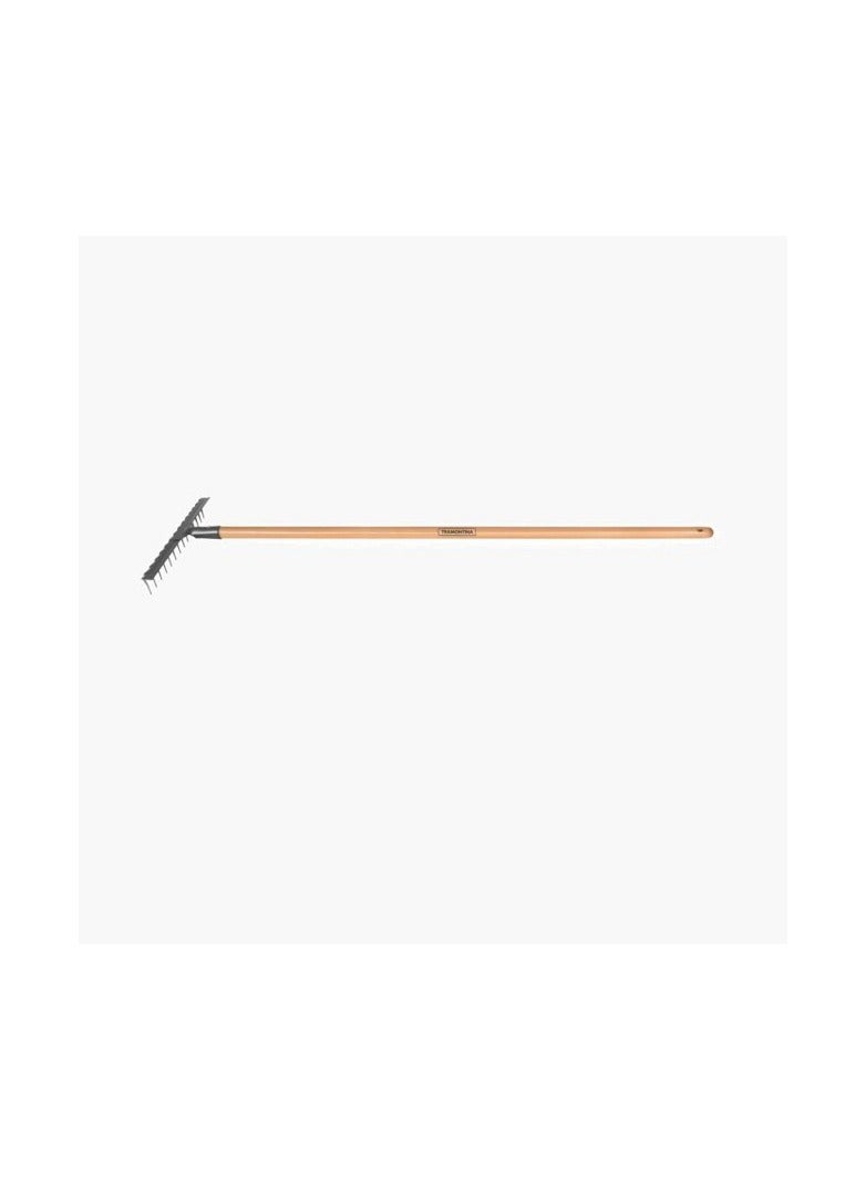 TRAMONTINA مُجرف أسنان مُعَلَّم بـ 14 سن مع مقبض خشبي بطول 120 سم - Image 1