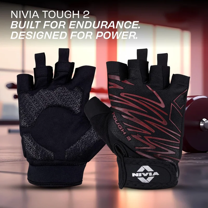 نيفيا Nivia Tough 2 Gym Gloves for Enhanced Grip and Comfort in Cycling and Strength Training
