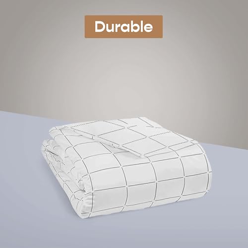 SleepyCat Duvet Cover, 100% Cotton 200TC Percale Combed Yarn, with Corner Ties & Coconut Button Closure, Oeko-TEX & AZO Free, (Single Size, 90x60 inches) Overboard Checks - Image 4