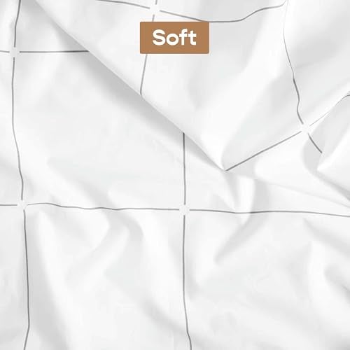 SleepyCat Duvet Cover, 100% Cotton 200TC Percale Combed Yarn, with Corner Ties & Coconut Button Closure, Oeko-TEX & AZO Free, (Single Size, 90x60 inches) Overboard Checks - Image 3