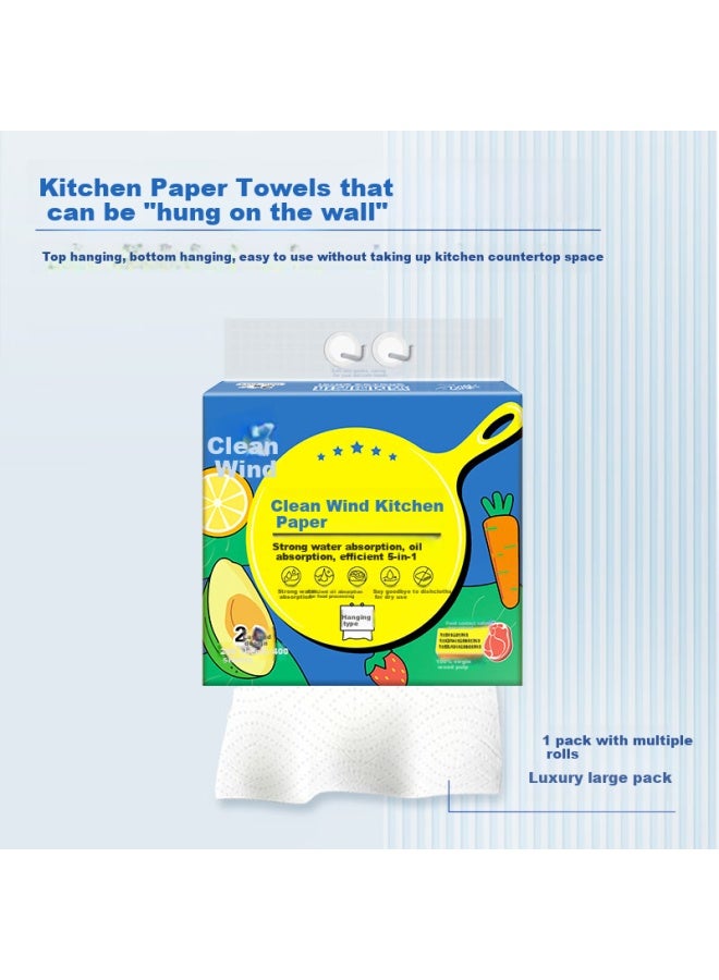 App Kitchen Paper Towels, 2-ply, 200 Sheets*3 Packs, Hanging Dispenser, Food-grade, Convenient Lazy Cloth, Easy Hanging, Whole Box - Image 2