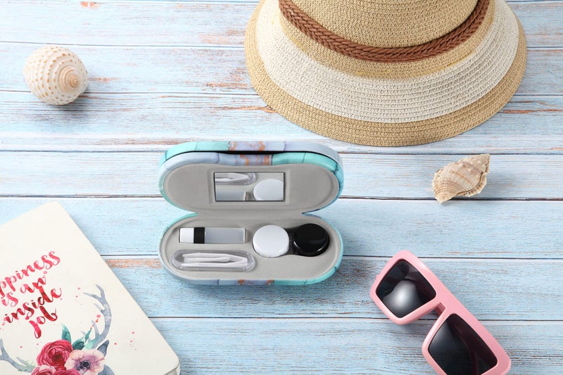 AITIME Contact Lens Case, 2 in 1 Double Sided Portable Contact Lense Case and Eyeglasses Case, with Marbling, Multifunction, Durable, Compact, Portable Storage Kit - Image 5