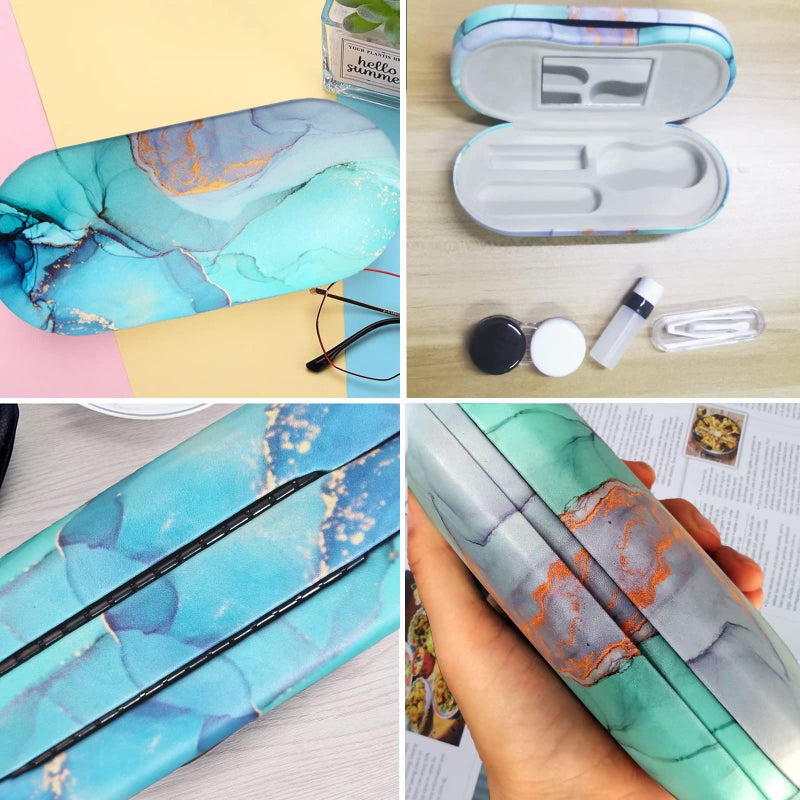 AITIME Contact Lens Case, 2 in 1 Double Sided Portable Contact Lense Case and Eyeglasses Case, with Marbling, Multifunction, Durable, Compact, Portable Storage Kit - Image 4