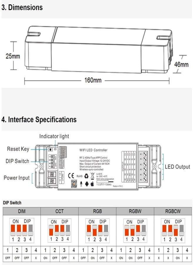 protium Smart LED controller DIM/CCT/RGB/RGBW/RGBCW PWM Adjustable TUYA BLE 2.4G Wireless Mesh Sync Control - Image 5