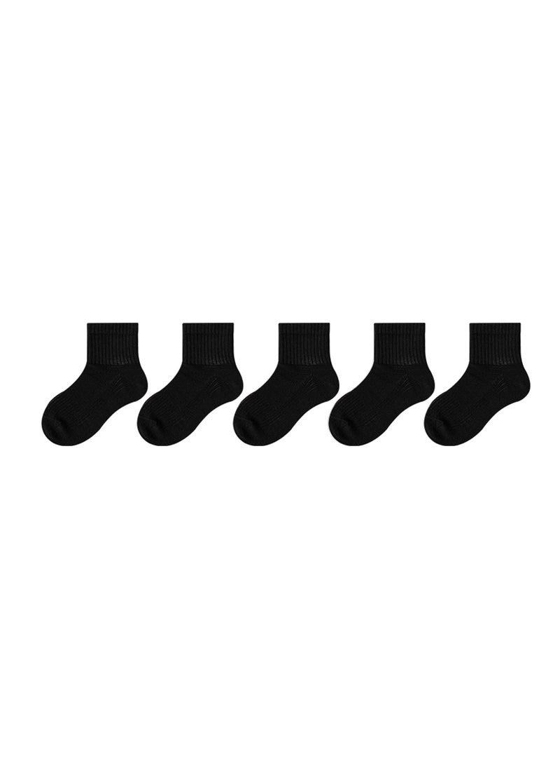 UOTOPO Boys Girls Kids Children socks - Back to School 5 Pairs Cotton Rich Plain Ankle Uniform School Breathable Cotton Socks - Sizes 3-16 years  - Image 1