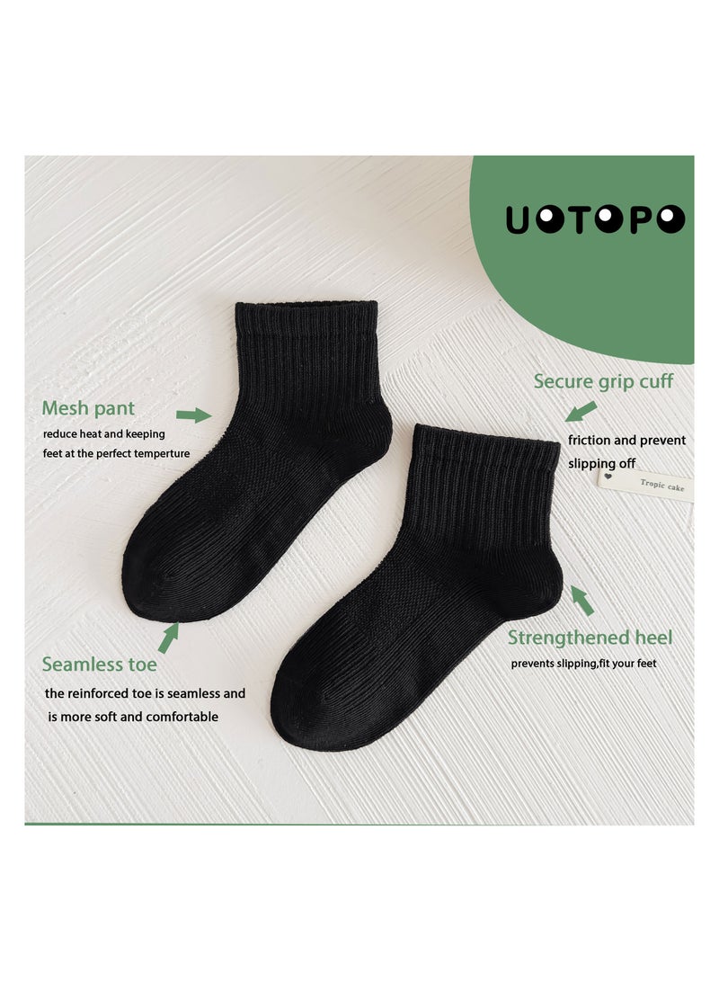 UOTOPO Boys Girls Kids Children socks - Back to School 5 Pairs Cotton Rich Plain Ankle Uniform School Breathable Cotton Socks - Sizes 3-16 years  - Image 2