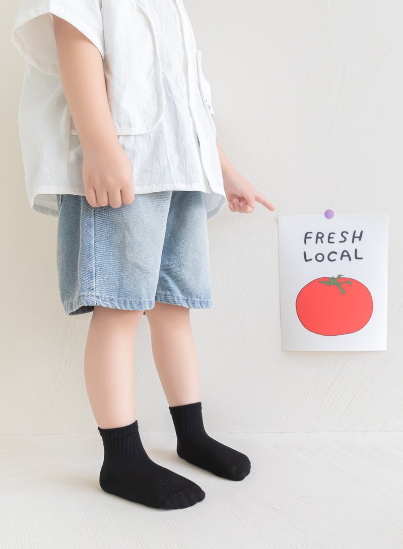 UOTOPO Boys Girls Kids Children socks - Back to School 5 Pairs Cotton Rich Plain Ankle Uniform School Breathable Cotton Socks - Sizes 3-16 years  - Image 5