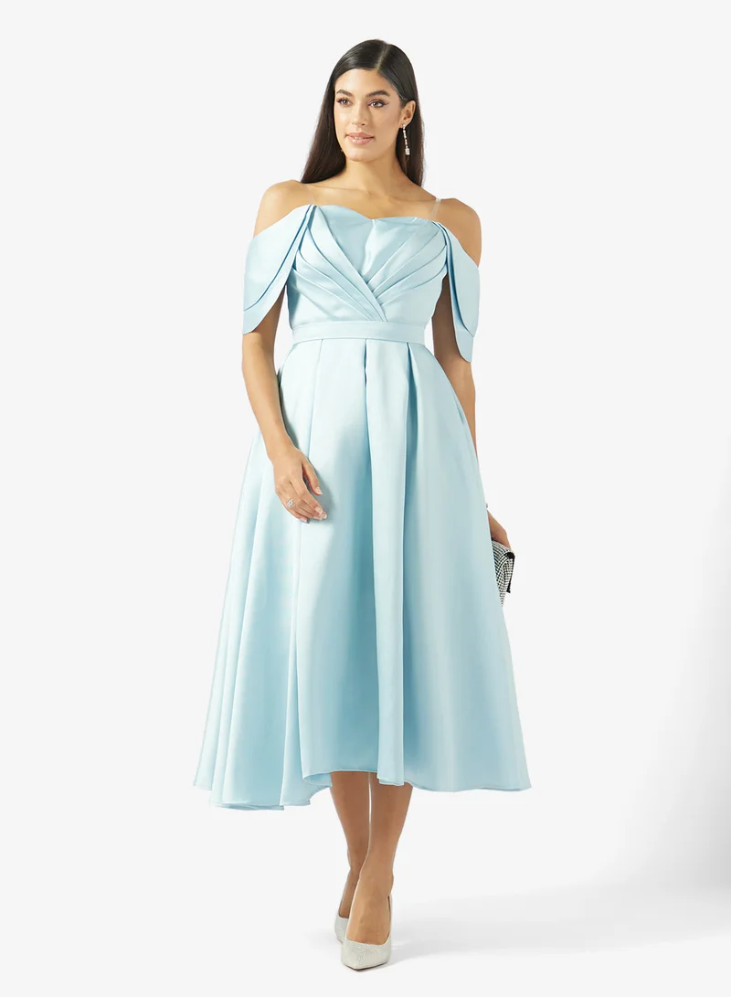 Akadia Fashion  SKIRTLESS PLEATED BUST TAFFETA DRESS for Women | Best Price UAE