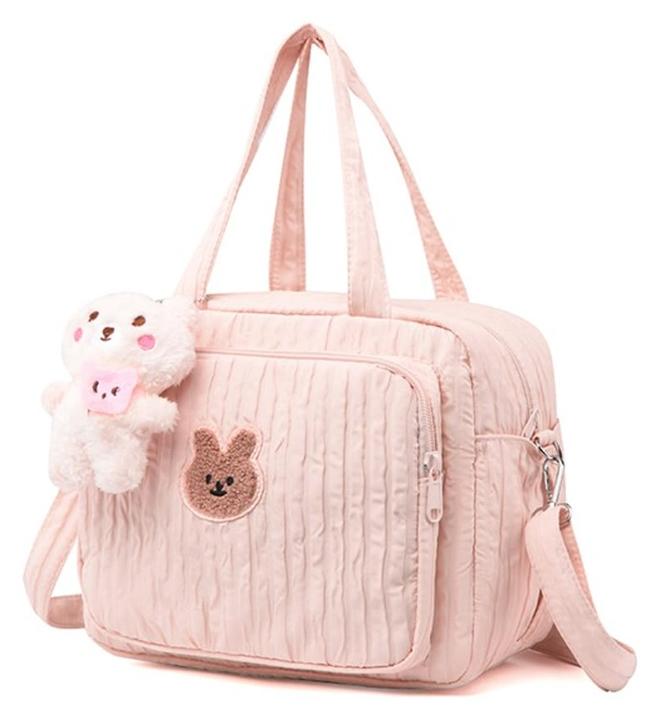 RATSAW Diaper Bag Tote for Baby Girl Mommy Bag Quilted Cotton Baby Diaper Bag Travel Diaper Multifunction Maternity Bag Travel Storage Bag Diaper Tote Bag without Doll - Image 1