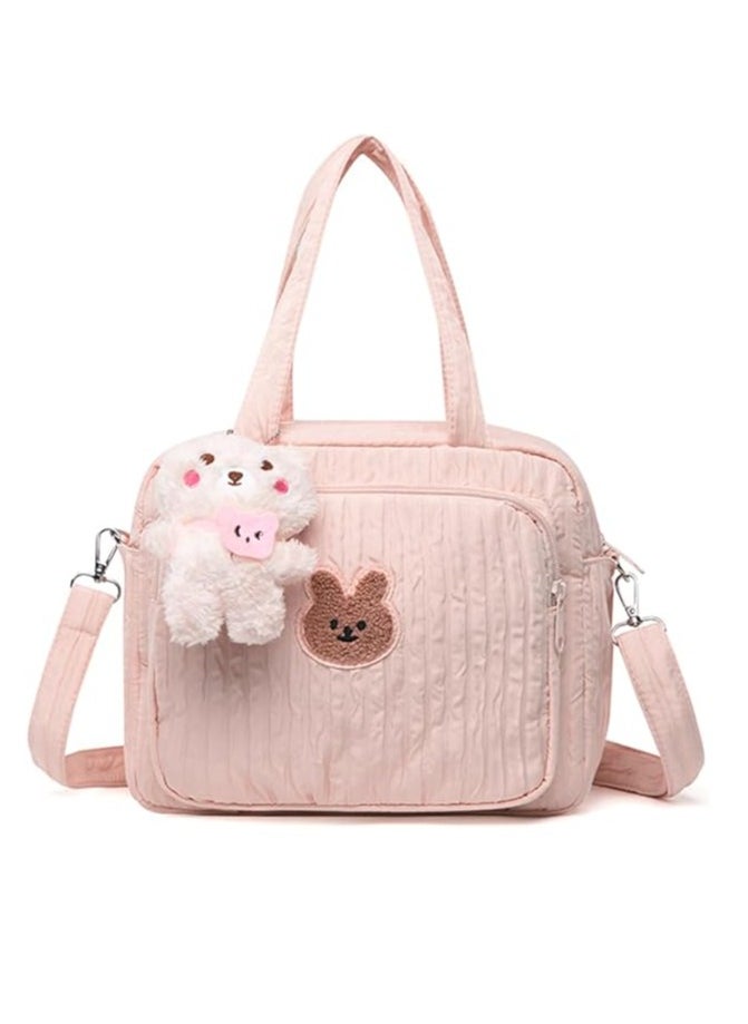 RATSAW Diaper Bag Tote for Baby Girl Mommy Bag Quilted Cotton Baby Diaper Bag Travel Diaper Multifunction Maternity Bag Travel Storage Bag Diaper Tote Bag without Doll  - Image 1