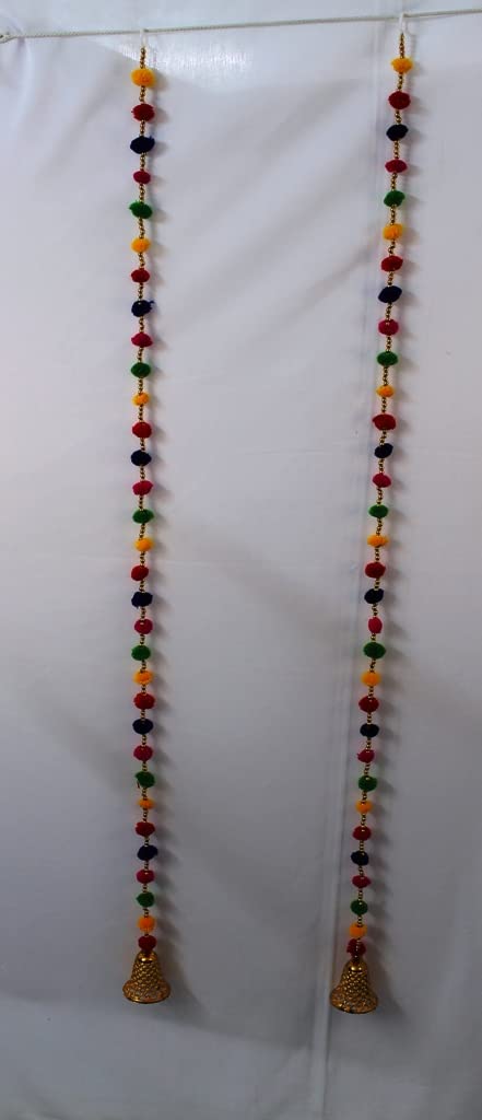Magpie Collections Handmade Multicolor Strings Pom Pom for Door,Wall Hanging Bandhanwar Garland for Decoration Diwali Festival,Navratri,Wedding (6 FT,8 Strings) - Image 3