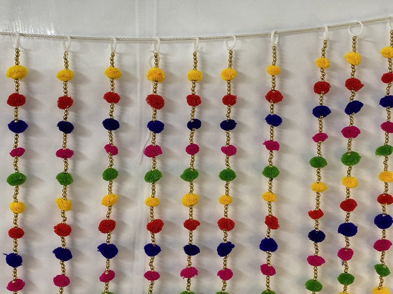 Magpie Collections Handmade Multicolor Strings Pom Pom for Door,Wall Hanging Bandhanwar Garland for Decoration Diwali Festival,Navratri,Wedding (6 FT,8 Strings) - Image 2
