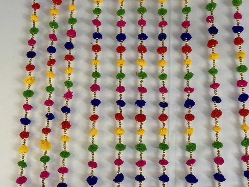 Magpie Collections Handmade Multicolor Strings Pom Pom for Door,Wall Hanging Bandhanwar Garland for Decoration Diwali Festival,Navratri,Wedding (6 FT,8 Strings) - Image 4