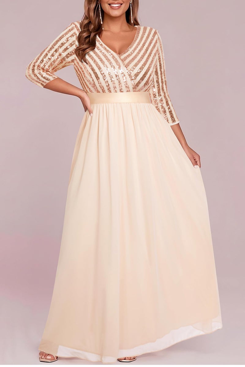 Talisea Blush Pink Plus Size Bridesmaid Dresses Long Sleeve Formal Wedding Guest Dress Evening Prom Gowns Maxi Sequin - Image 3