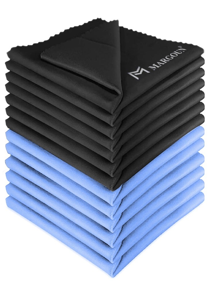 MARGOUN 12 Pack Microfiber Cleaning Cloth Premium Cloth for Glasses Lens Screens & More Black Blue - Image 2