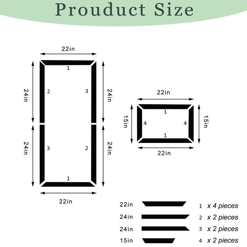 TRAIN2 ART Set Peel and Stick Door Moulding kit, Self-Adhesive PreAssembled Door Panel Trim for Wall Mirror Window FrameDecor (Top 22"x48" Bottom 22"x 15") - Image 2