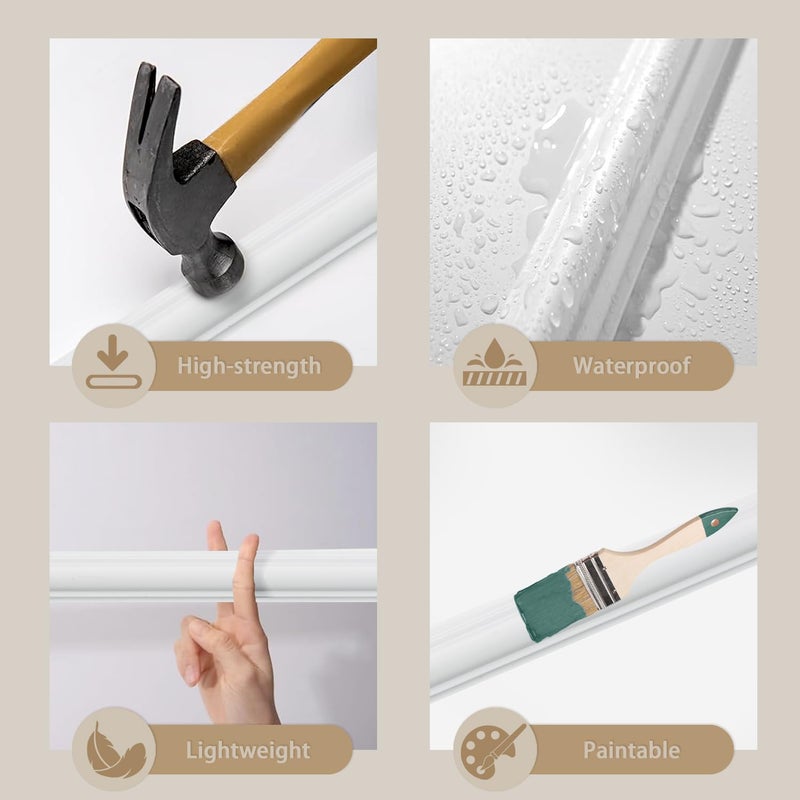 TRAIN2 ART Set Peel and Stick Door Moulding kit, Self-Adhesive PreAssembled Door Panel Trim for Wall Mirror Window FrameDecor (Top 22"x48" Bottom 22"x 15") - Image 4