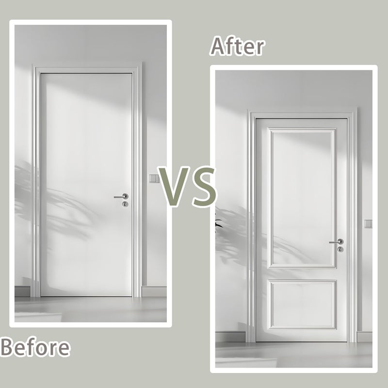 TRAIN2 ART Set Peel and Stick Door Moulding kit, Self-Adhesive PreAssembled Door Panel Trim for Wall Mirror Window FrameDecor (Top 22"x48" Bottom 22"x 15") - Image 3