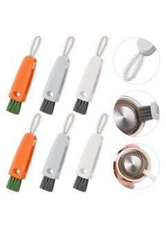 SYOSI 6 Pcs 3 in 1 Multifunctional Cleaning Brush Mini Glass Cover Cleaning Brush Bottle Crevice Brush Cleaner Set Bottle Cap Detail Brush for Nursing Bottle Cup Cover Lid Groove  - Image 1