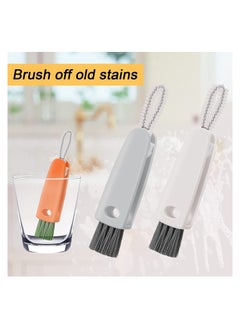 SYOSI 6 Pcs 3 in 1 Multifunctional Cleaning Brush Mini Glass Cover Cleaning Brush Bottle Crevice Brush Cleaner Set Bottle Cap Detail Brush for Nursing Bottle Cup Cover Lid Groove  - Image 4
