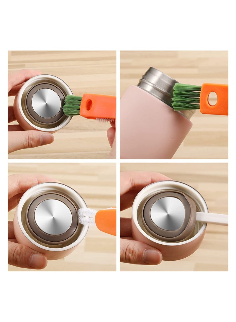 SYOSI 6 Pcs 3 in 1 Multifunctional Cleaning Brush Mini Glass Cover Cleaning Brush Bottle Crevice Brush Cleaner Set Bottle Cap Detail Brush for Nursing Bottle Cup Cover Lid Groove - Image 3