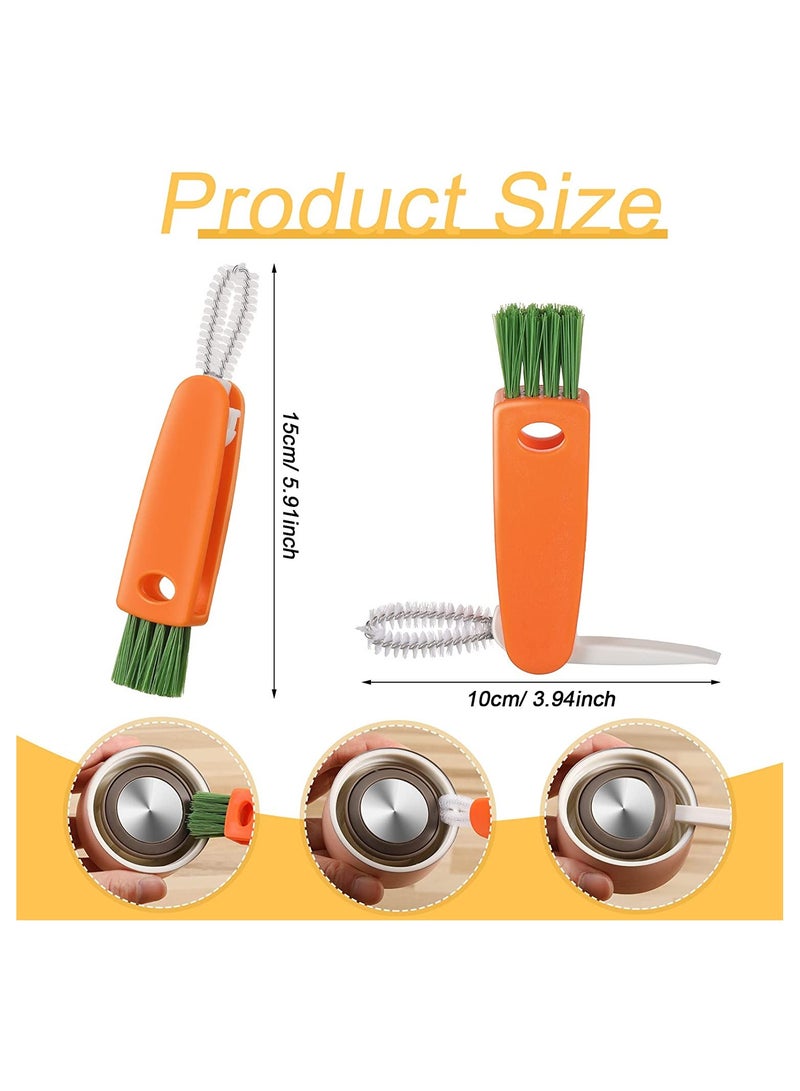 SYOSI 6 Pcs 3 in 1 Multifunctional Cleaning Brush Mini Glass Cover Cleaning Brush Bottle Crevice Brush Cleaner Set Bottle Cap Detail Brush for Nursing Bottle Cup Cover Lid Groove - Image 5