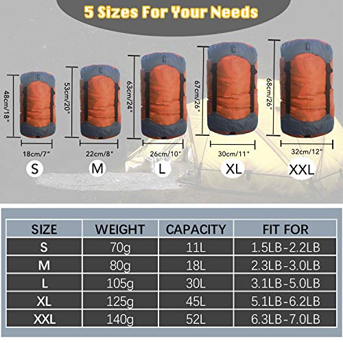 Frelaxy Compression Sack, Ultralight Sleeping Bag Stuff Sack Compression Stuff Sack - Space Saving Gear for Camping, Hiking, Backpacking (Orange, M) - Image 5